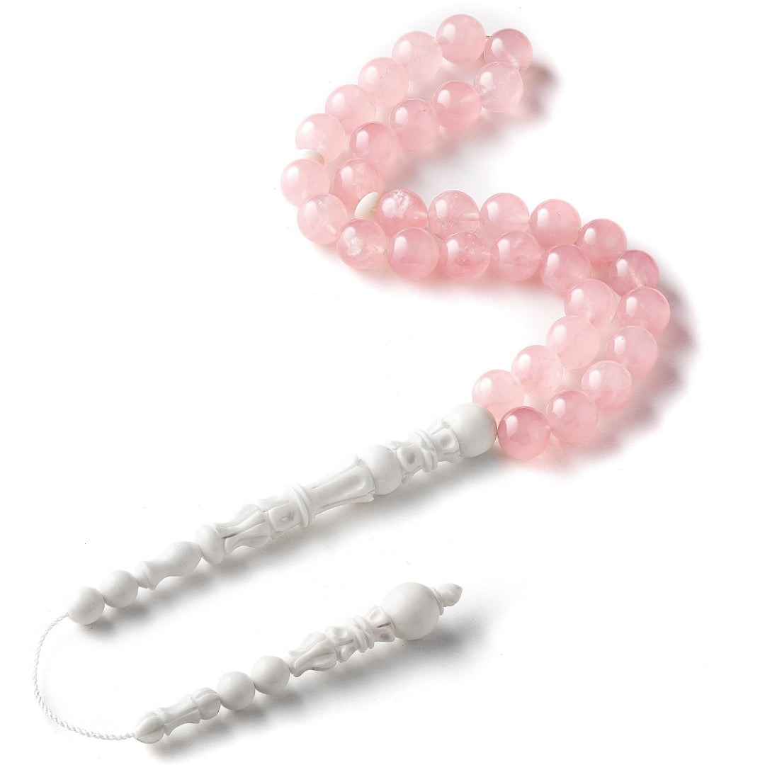 The Lady Misbaha: Rose Quartz and Dromedary - 33 Beads, 12mm (Limited Edition)