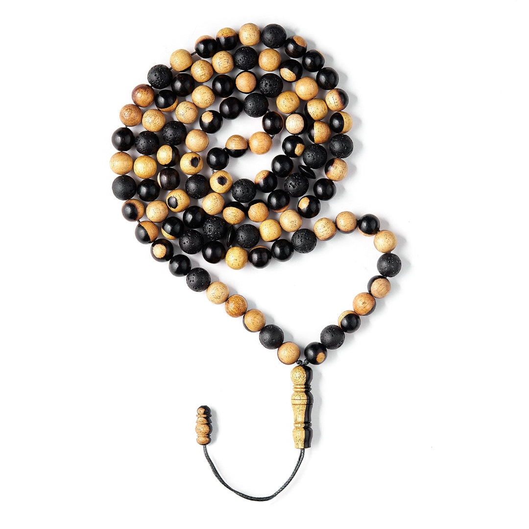 The Companion Misbaha Bracelet: Mosaic Ebony and Lava - 99 Beads, 8mm