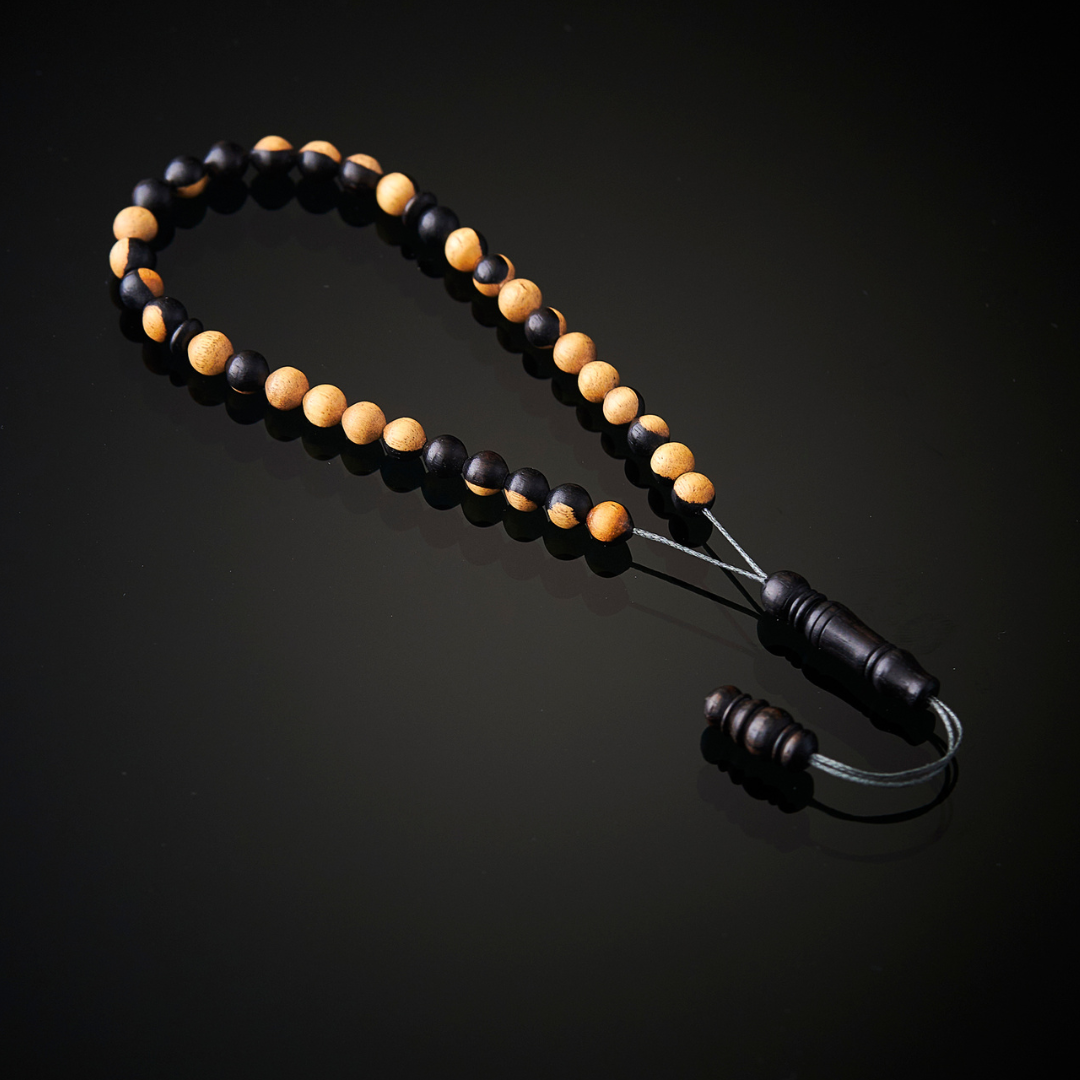 The Traveller Misbaha Bracelet: Mosaic Ebony - 33 Beads, 5mm