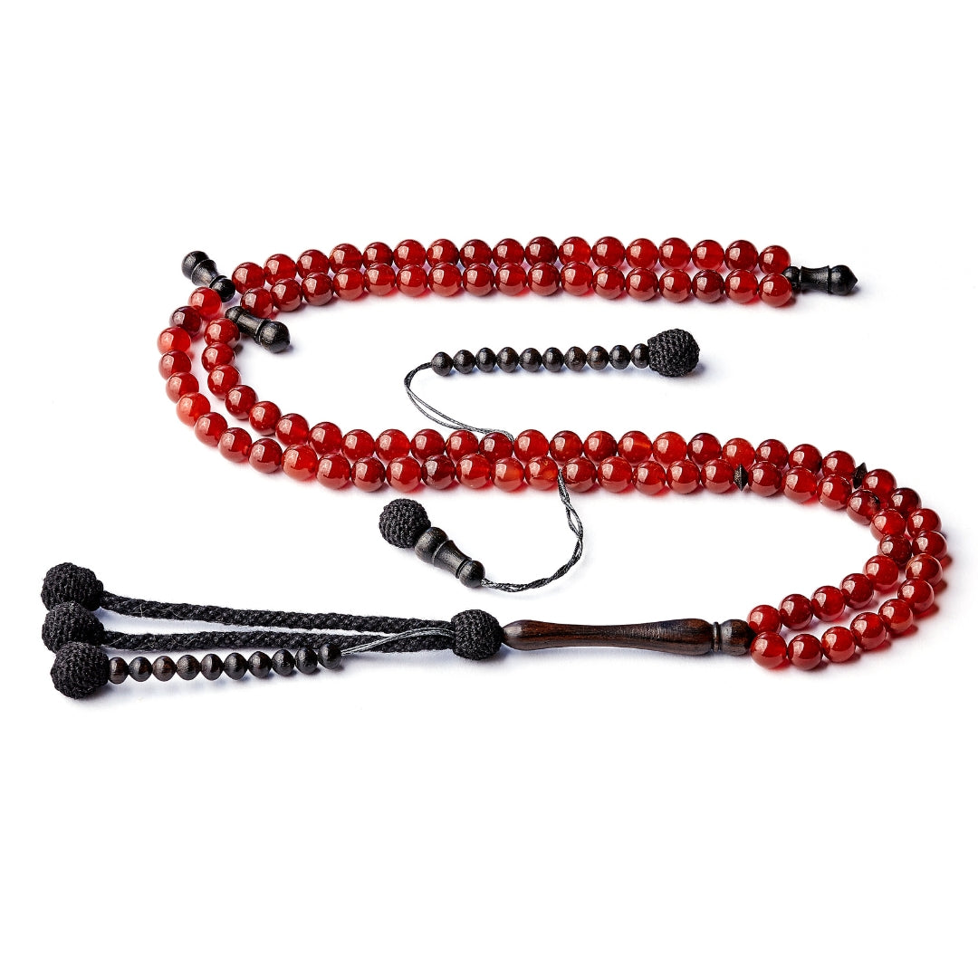 The One-Million Beloved Misbaha: Aqeeq and Ebony - 100 Beads, 6mm