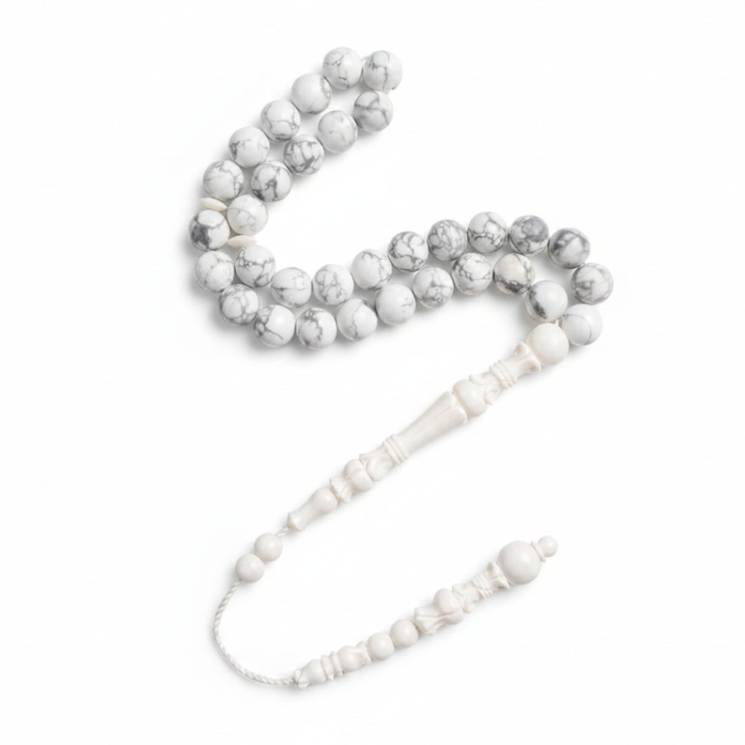The Soothing Misbaha: Howlite and Dromedary - 33 Beads, 10mm