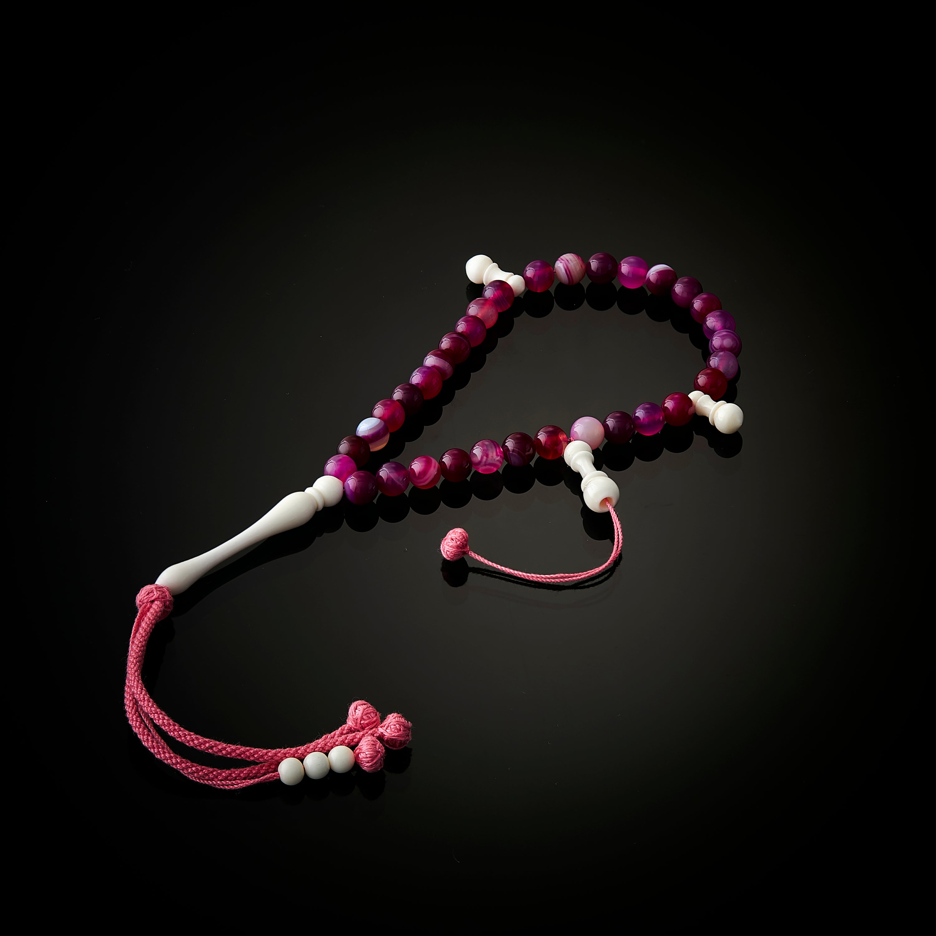 The Young Seeker's Misbaha: Pink Aqeeq - 33 Beads, 8mm