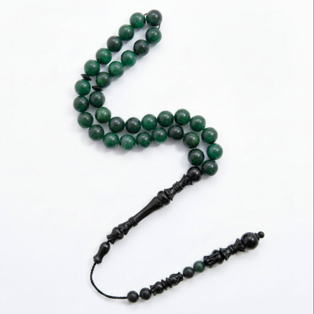 The Oasis Misbaha: Mica and Ebony - 33 Beads, 10mm