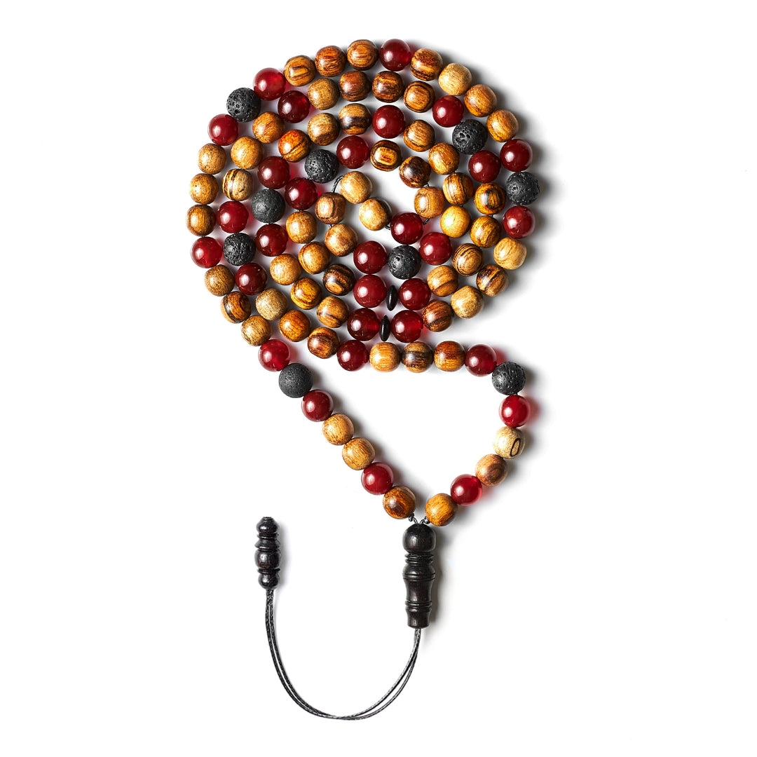 The Companion Misbaha Bracelet: Aqeeq, Oud, Ebony, and Lava - 99 Beads, 8mm