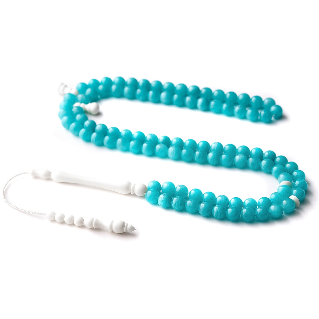 The Oceana Misbaha: Rare Amazonite and Dromedary - 99 Beads, 8mm