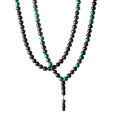 Majestic Minimal - Malachite & Hematite Misbaha Necklace, 99 Beads