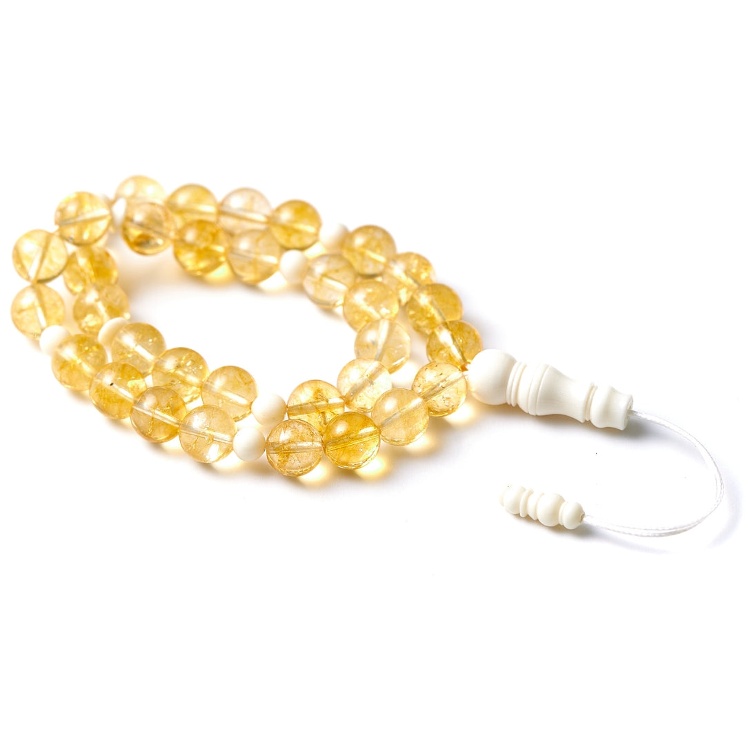 The Voyager Misbaha Bracelet: Citrine and Dromedary - 33 Beads, 10mm