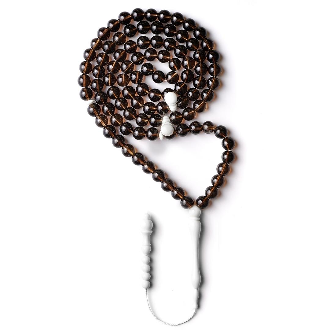 The Balance Misbaha - Smoky Quartz and Dromedary - 99 Beads, 8mm
