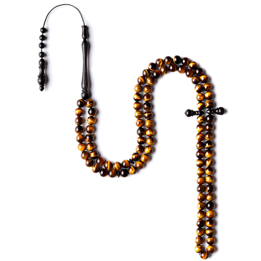 The Courage Misbaha - Tiger's Eye and Ebony -  99 Beads, 8mm