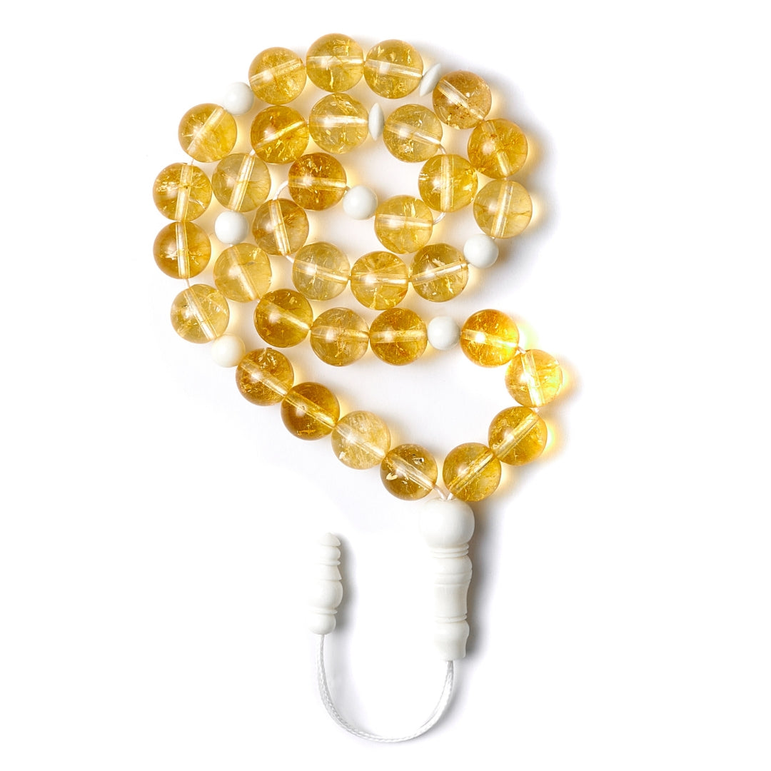 The Voyager Misbaha Bracelet: Citrine and Dromedary - 33 Beads, 10mm