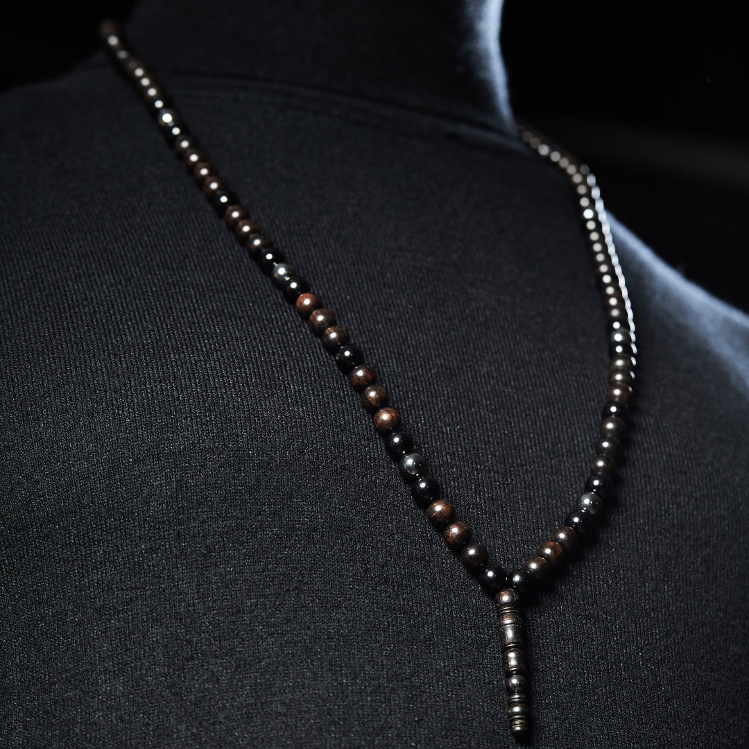 The Black Stone Misbaha Necklace: Tourmaline, Hematite and Ebony - 99 Beads, 8mm