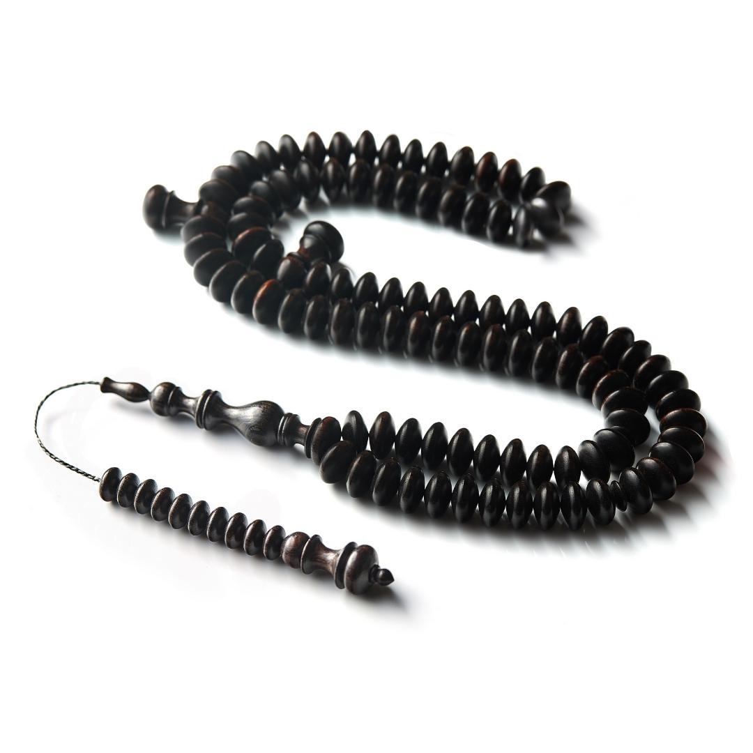 The Dignified Disks Misbaha - Exotic Ebony - 99 Beads, 12mm