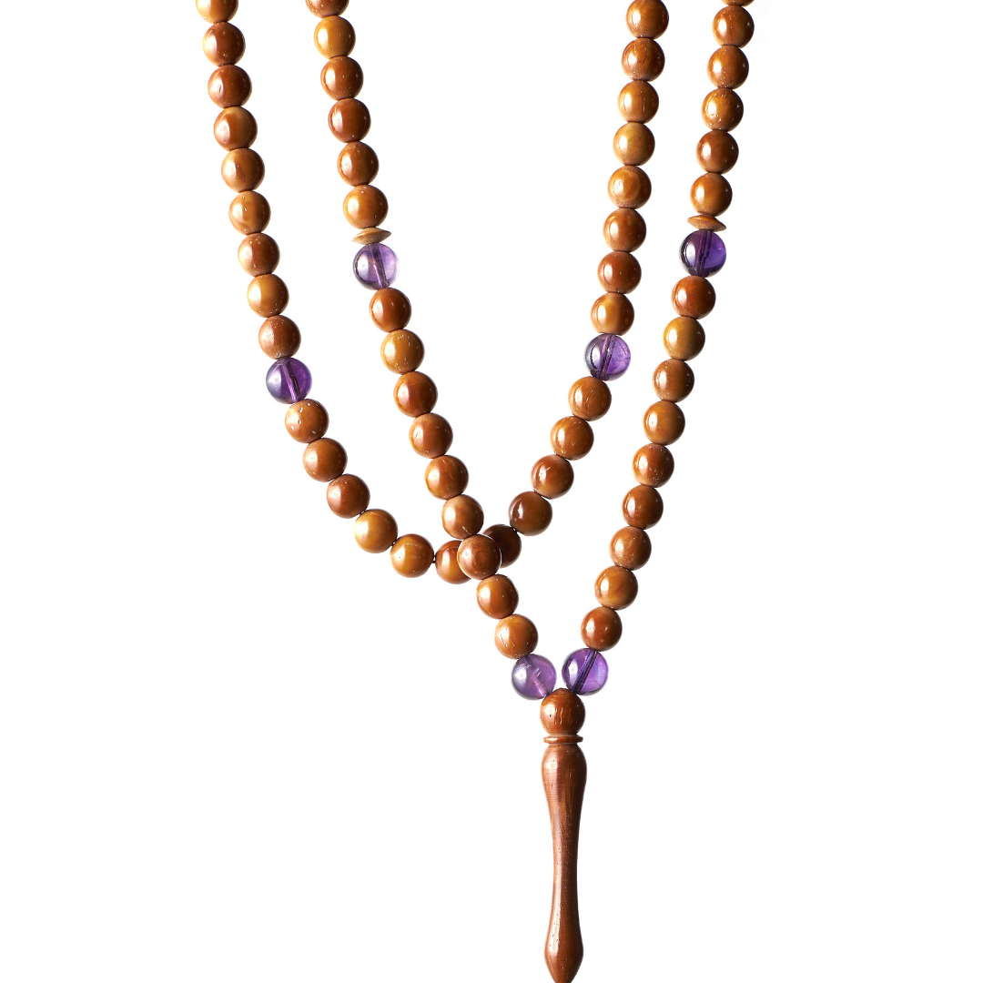 The Regality Misbaha: Amethyst & Kuk Nut - 99 Beads, 8mm