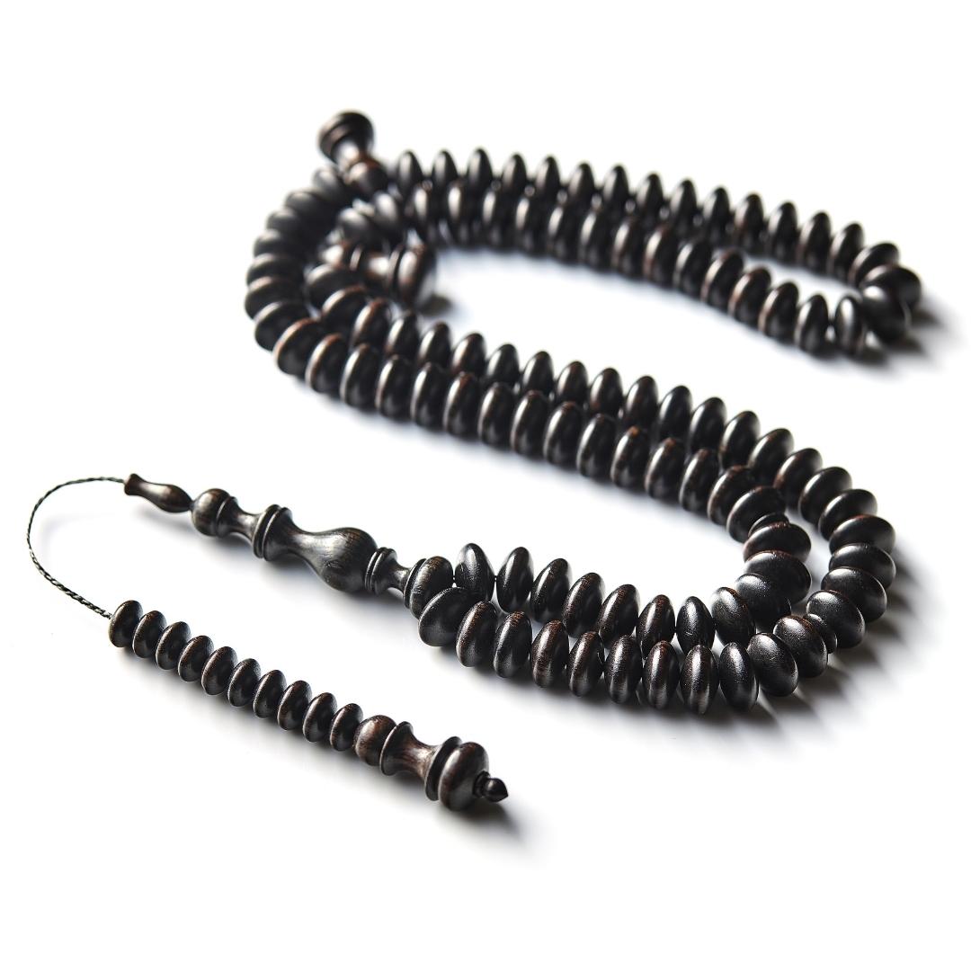The Dignified Disks Misbaha - Exotic Ebony - 99 Beads, 14mm