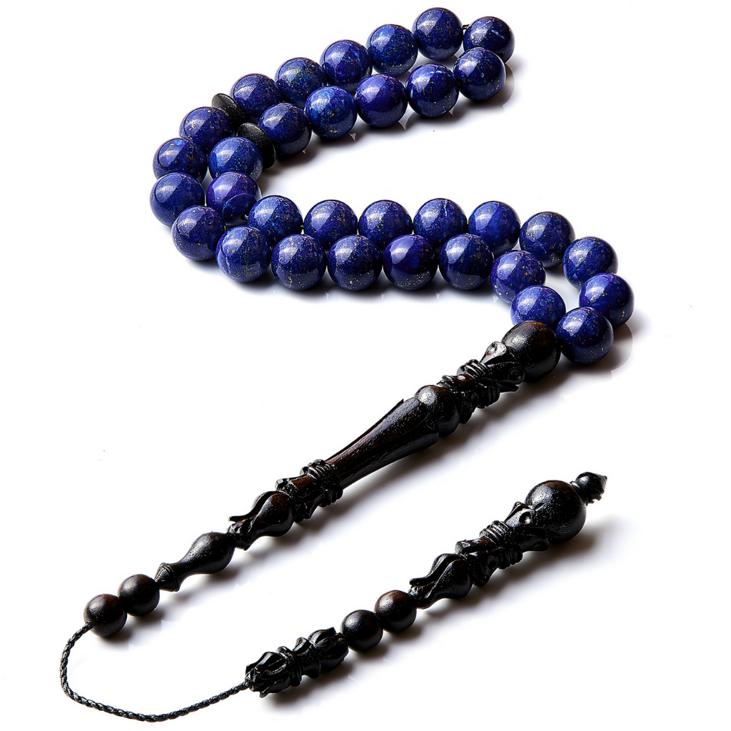 Tasbih - 12 mm prayer beads made with online 33 Agarwood Oud Beads - 100% Pure and Natural - Pipe design