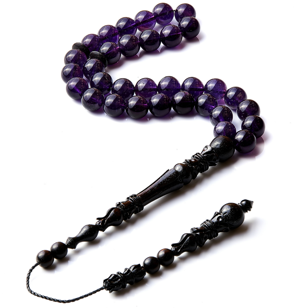 The Regality Misbaha: Amethyst and Ebony - 33 Beads, 10mm