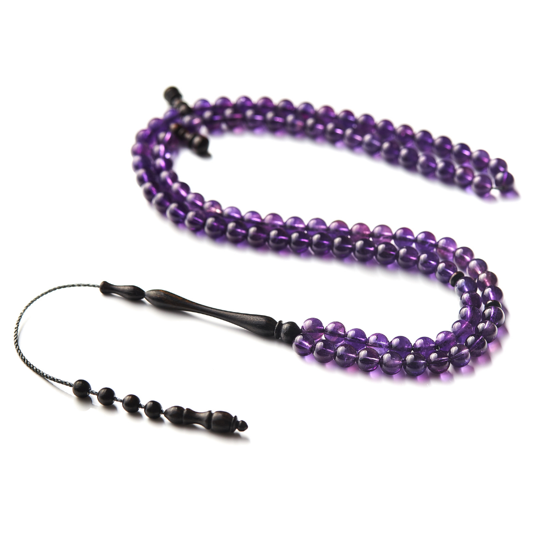 The Regality Misbaha: Amethyst and Ebony - 99 Beads, 6mm