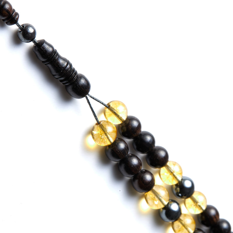 Luminous - Citrine & Hematite Necklace, 99 Beads