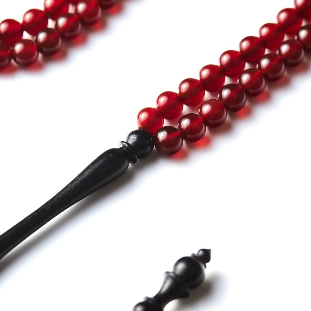 The Beloved Misbaha: Aqeeq and Ebony - 99 Beads, 6mm