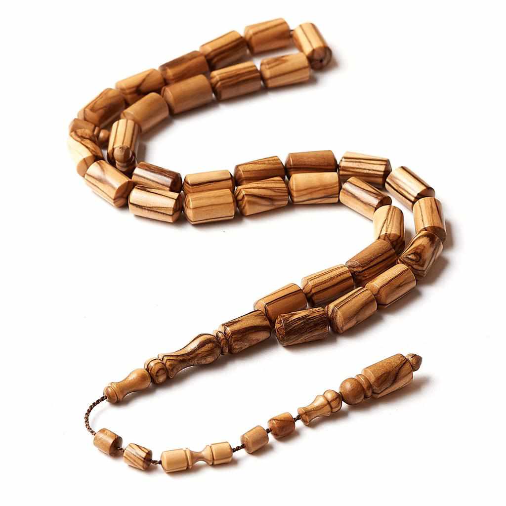 Connoisseur's Choice - Conifer Nut Style - Grained Olive Wood- 33 Beads-Islamic Prayer Beads- Tasbih-Misbah-سبحة-مسبحة-BasmalaBeads-Basmala