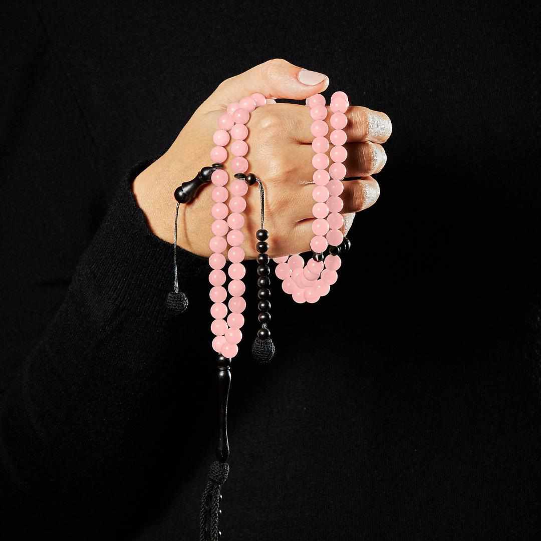 Delicate Rose Quartz Gemstones - Africana Collection - The Lady - 100 Beads-Islamic Prayer Beads- Tasbih-Misbah-سبحة-مسبحة-BasmalaBeads-Basmala