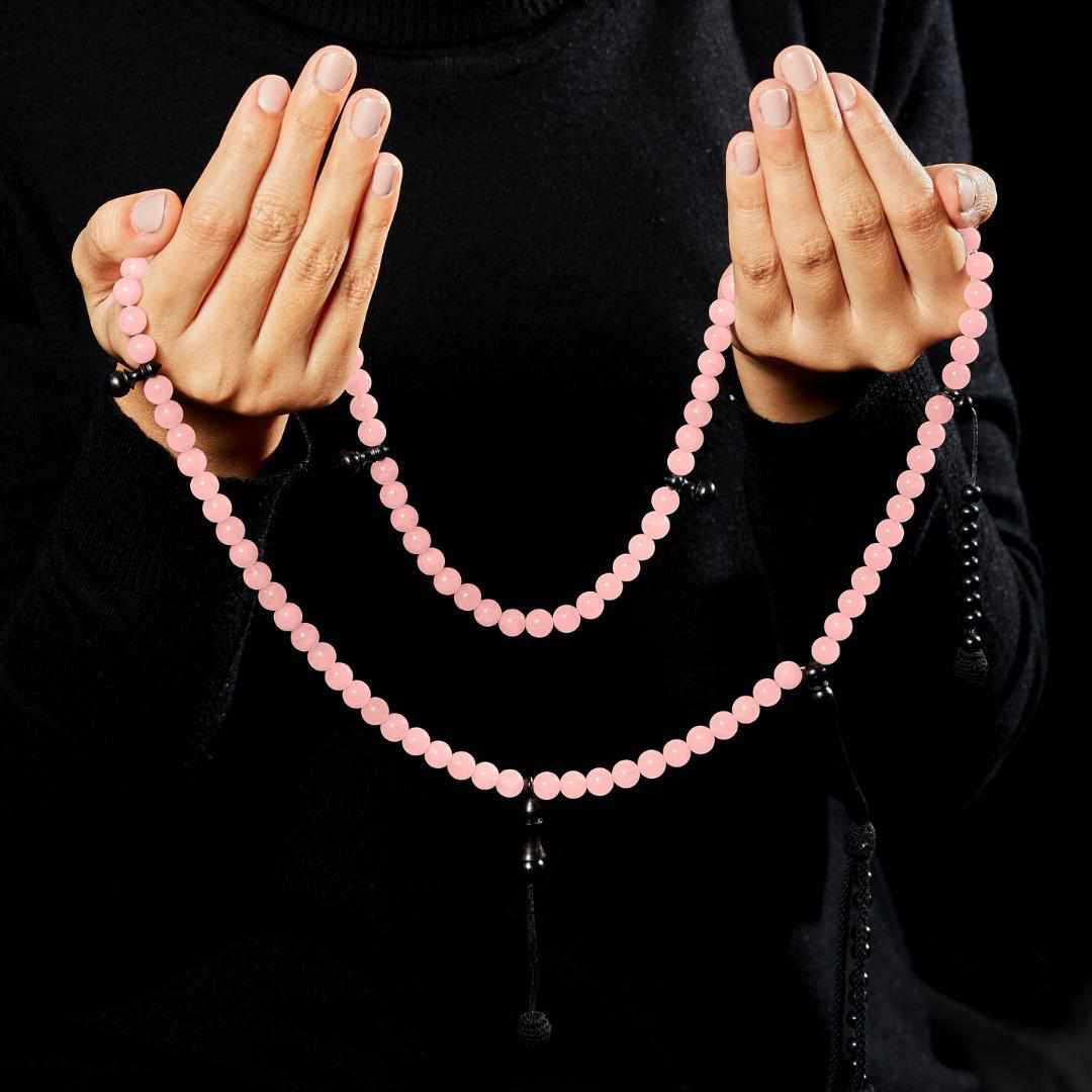 Delicate Rose Quartz Gemstones - Africana Collection - The Lady - 100 Beads-Islamic Prayer Beads- Tasbih-Misbah-سبحة-مسبحة-BasmalaBeads-Basmala
