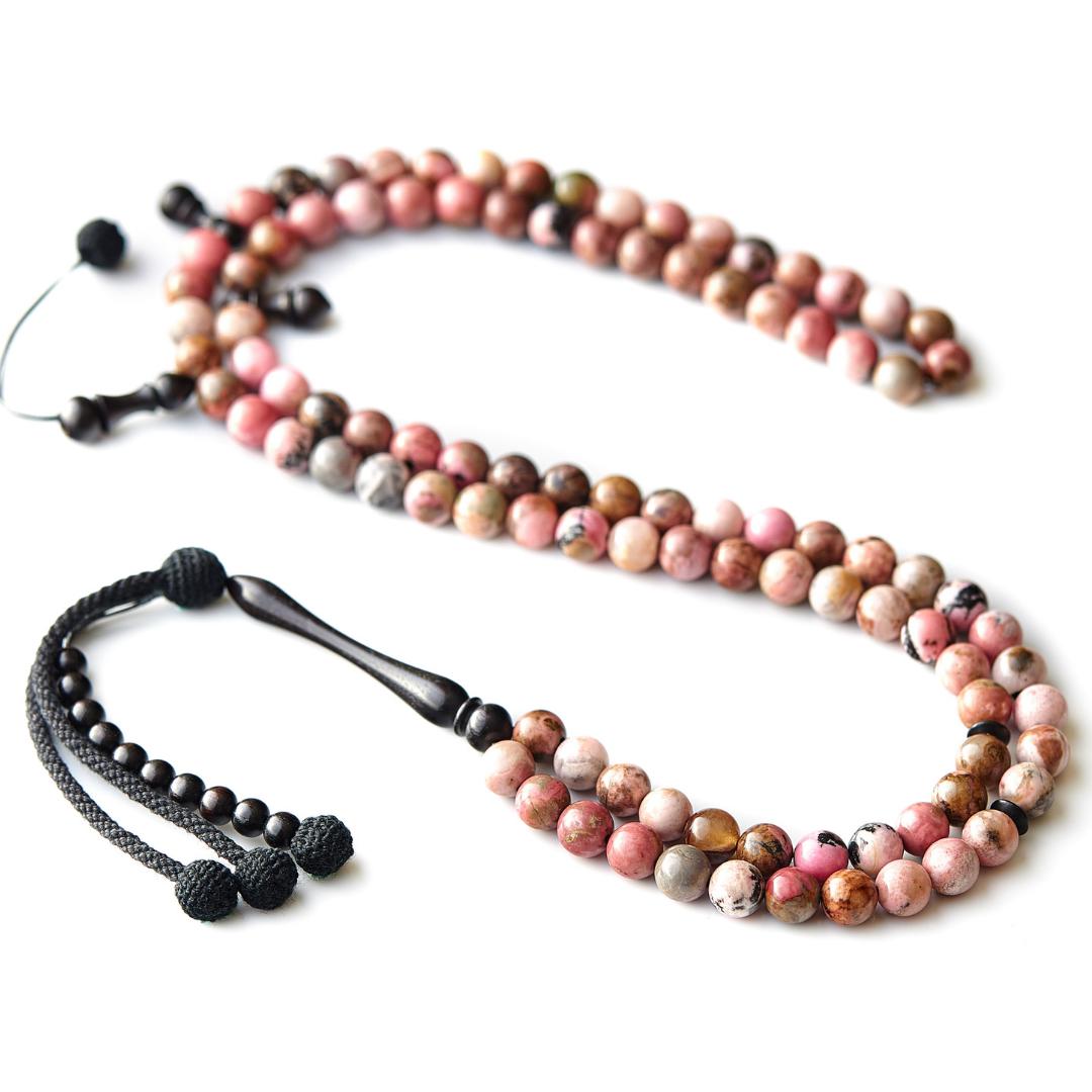 Exuberant Rhodonite Gemstones - Africana Collection - The Rose - 99 Beads-Islamic Prayer Beads- Tasbih-Misbah-سبحة-مسبحة-BasmalaBeads-Basmala