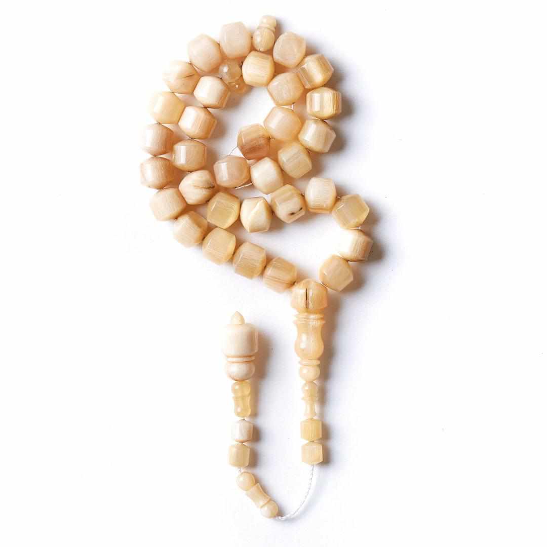 GOLDEN OVIS ARIES (Ram Horn) - Connoisseur's Choice Collection - Pomme Style - 33 Beads-Islamic Prayer Beads- Tasbih-Misbah-سبحة-مسبحة-BasmalaBeads-Basmala