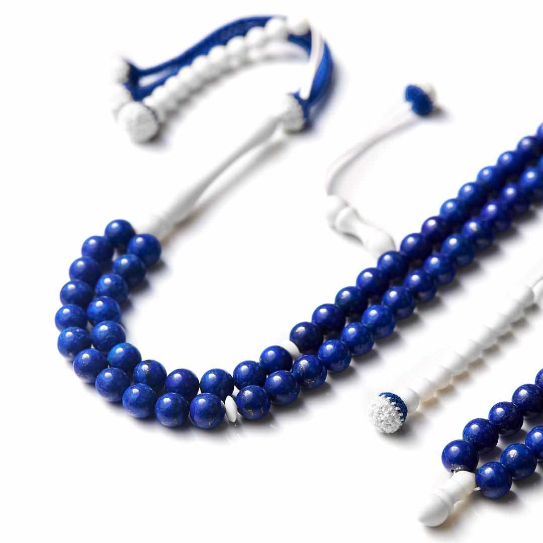 Heavenly Lapis Lazuli Gemstone Tasbih - Africana Collection - The Intuitive One - 100 Beads-Islamic Prayer Beads- Tasbih-Misbah-سبحة-مسبحة-BasmalaBeads-Basmala