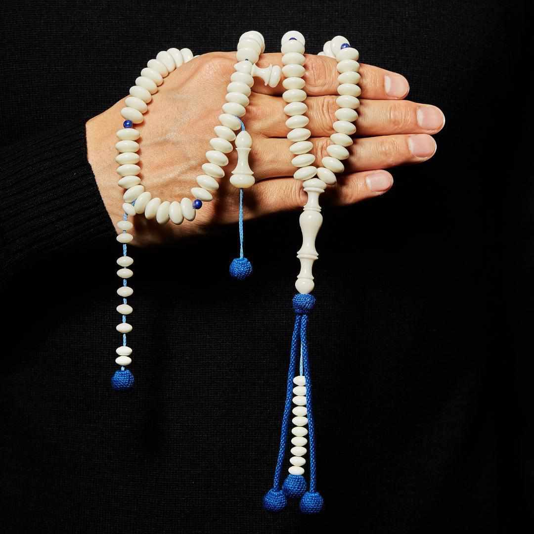 Heavenly Lapis Lazuli Gemstones - Dignified Disks Collection - Limited Edition - 99 Beads-Islamic Prayer Beads- Tasbih-Misbah-سبحة-مسبحة-BasmalaBeads-Basmala