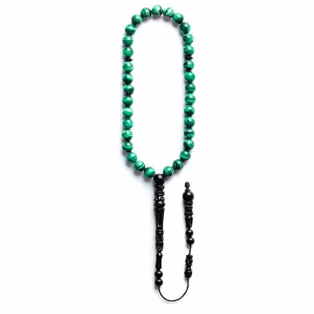 Magnificent Malachite Gemstones - 33 Blessings Collection - Limited Edition - 33 beads-Islamic Prayer Beads- Tasbih-Misbah-سبحة-مسبحة-BasmalaBeads-Basmala