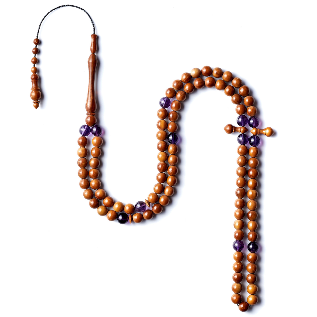 The Regality Misbaha: Amethyst & Kuk Nut - 99 Beads, 8mm