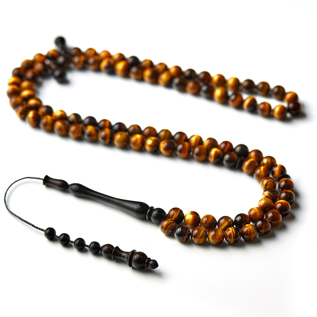 The Courage Misbaha - Tiger's Eye and Ebony -  99 Beads, 8mm