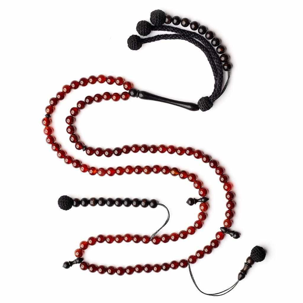 The Beloved One Tasbih - Red Aqeeq (Small)-Islamic Prayer Beads- Tasbih-Misbah-سبحة-مسبحة-BasmalaBeads-Basmala