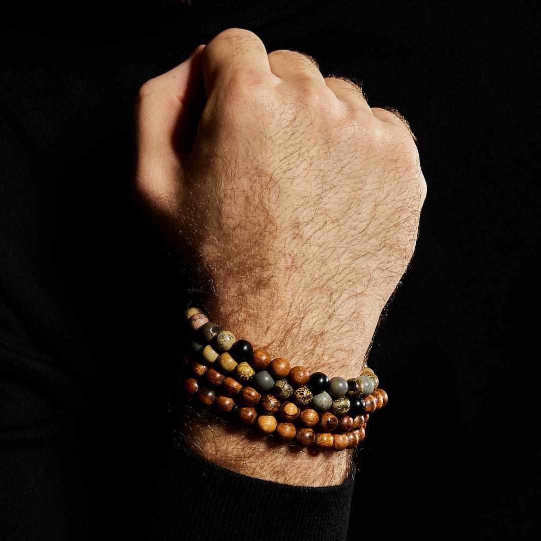 The Confident - Men's Tasbih Bracelet - Dazzling Jasper Stones & Earthy Oud - 99 Beads-Islamic Prayer Beads- Tasbih-Misbah-سبحة-مسبحة-BasmalaBeads-Basmala