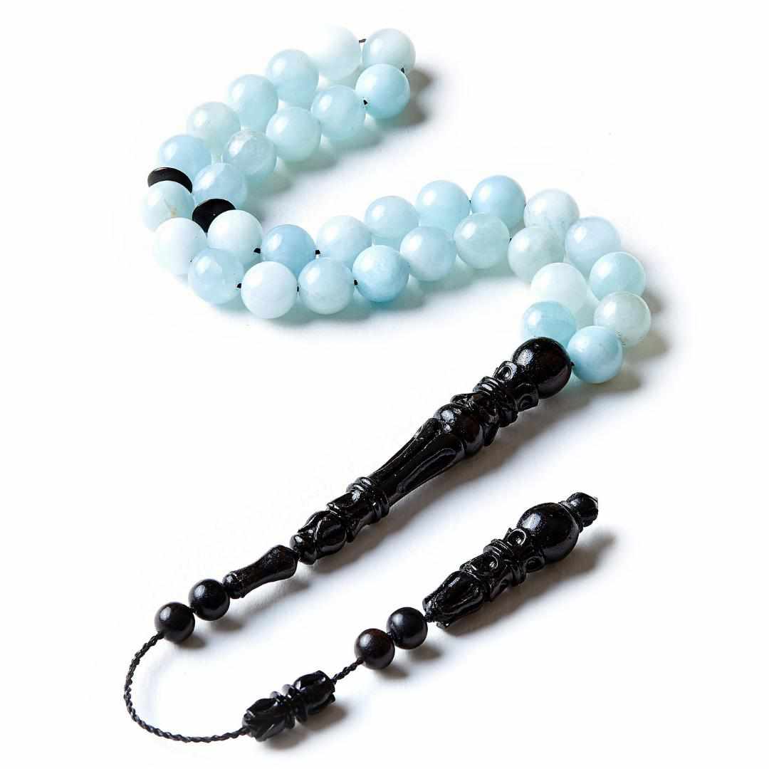 Tranquil Aquamarine Gemstones - 33 Blessings Collection - Limited Edition - 33 beads-Islamic Prayer Beads- Tasbih-Misbah-سبحة-مسبحة-BasmalaBeads-Basmala