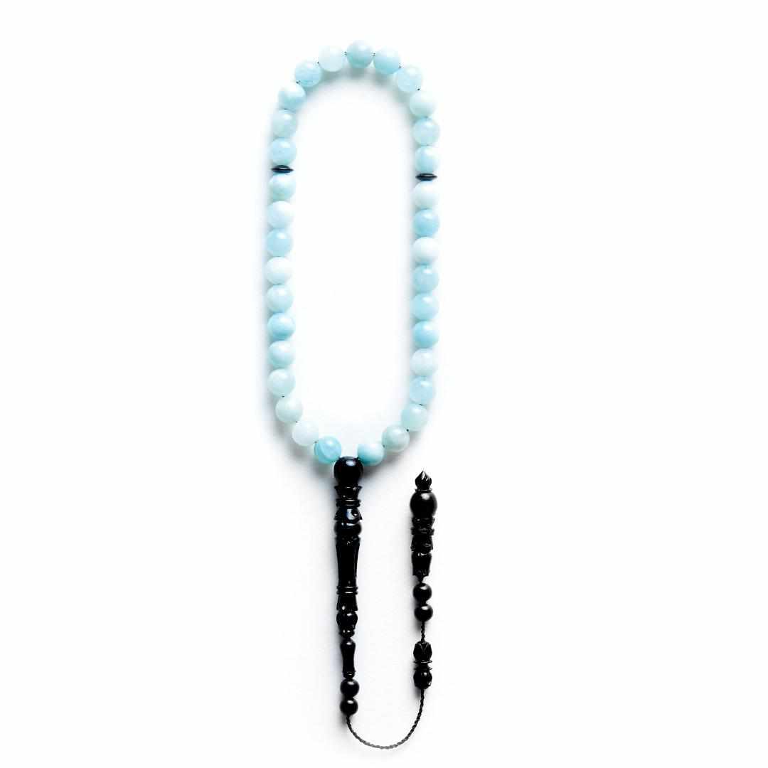 Tranquil Aquamarine Gemstones - 33 Blessings Collection - Limited Edition - 33 beads-Islamic Prayer Beads- Tasbih-Misbah-سبحة-مسبحة-BasmalaBeads-Basmala